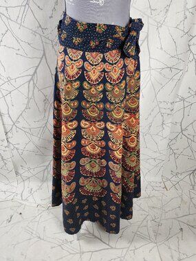 Colorful Mandala Paisley Print Cotton Long Wrap Skirt